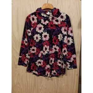 LuLaroe Amber Floral Hoodie With A Cowl Neck Kangaroo Pocket Women's Size XL